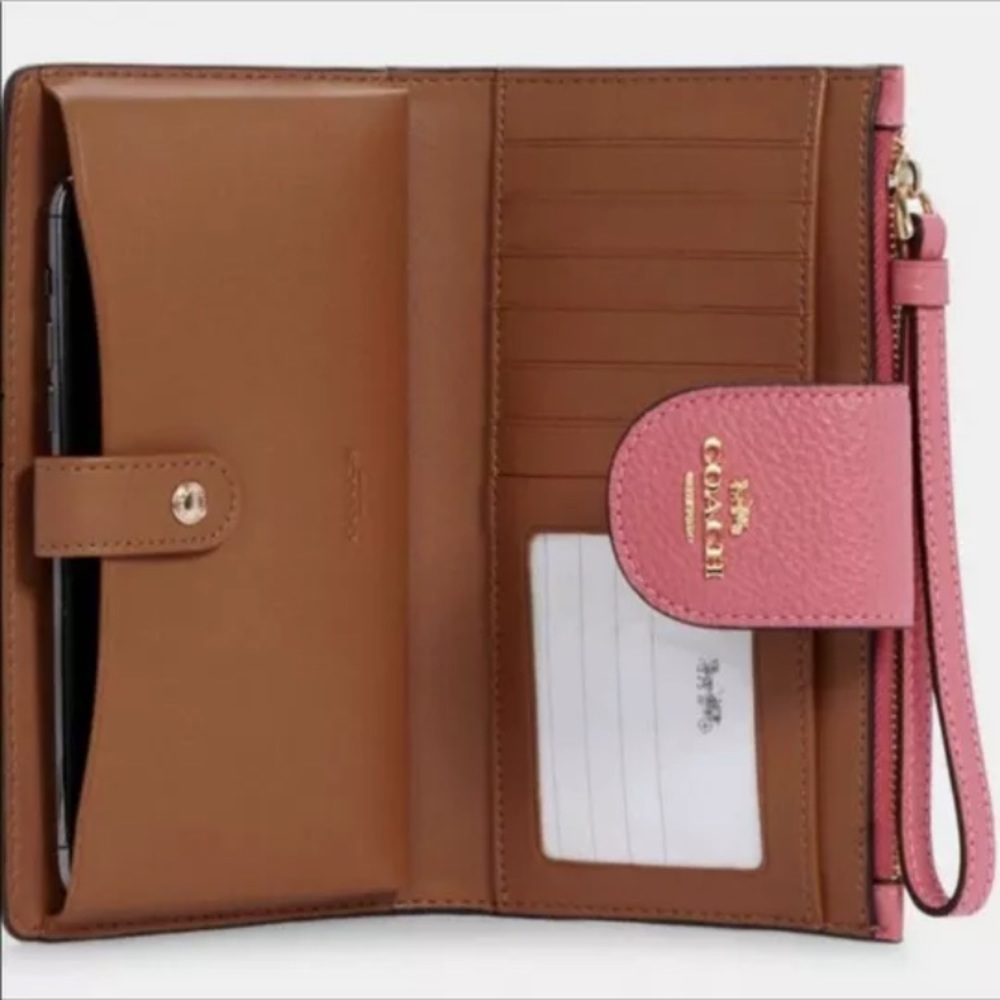 HOST PICK Coach Pink Pinstripe Tech Wallet - Picture 2 of 6